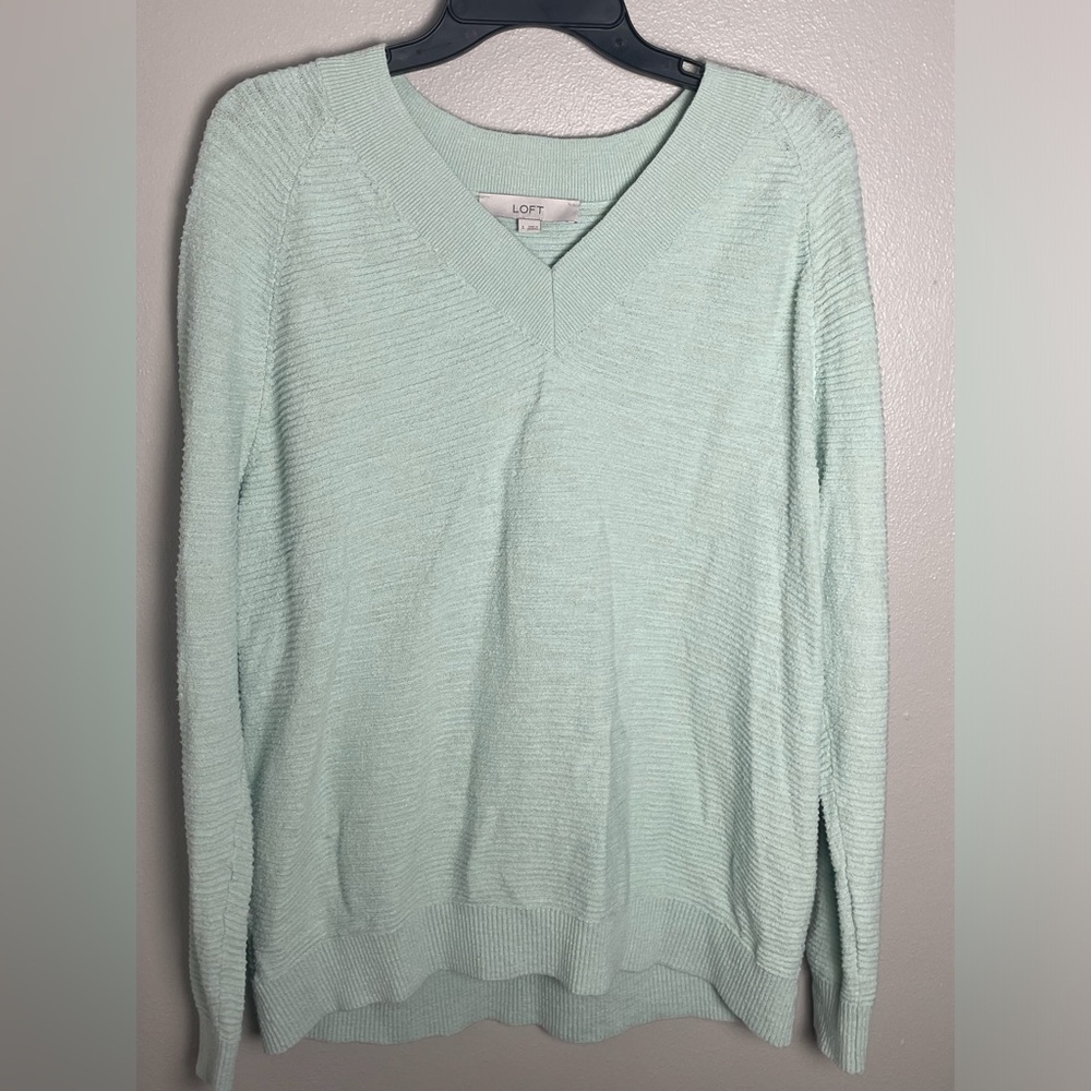 LOFT Mint Green V-Neck Sweater